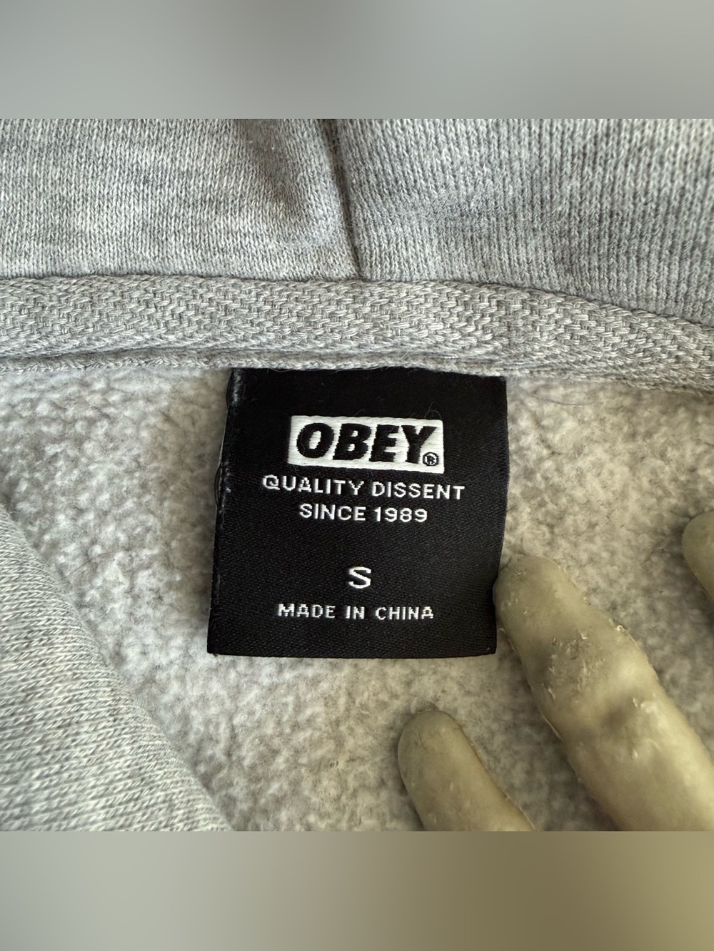 Obey Dissent Graphic Hoodie Heather Gray ~ Size Small - Picture 8 of 10